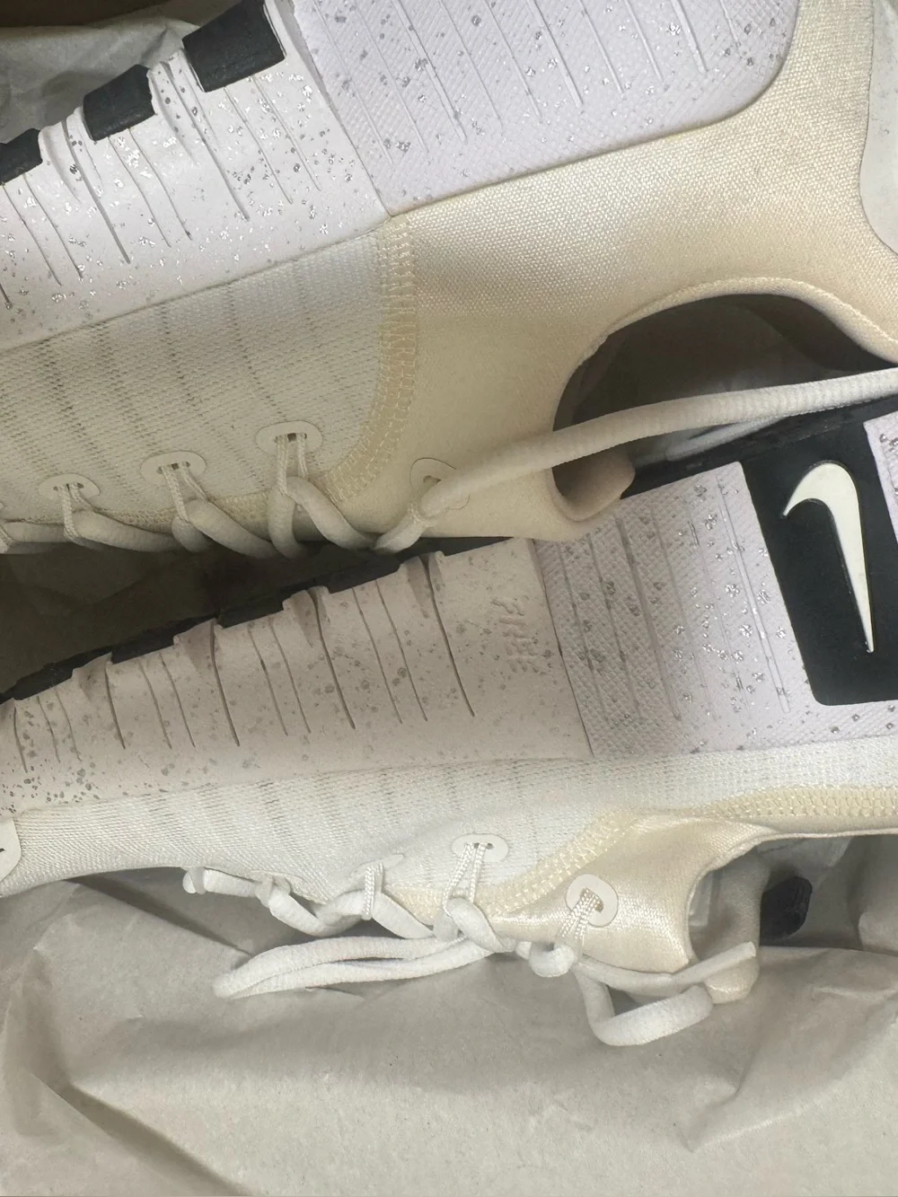 Nike Orange and White Women's Sneakers Box Label